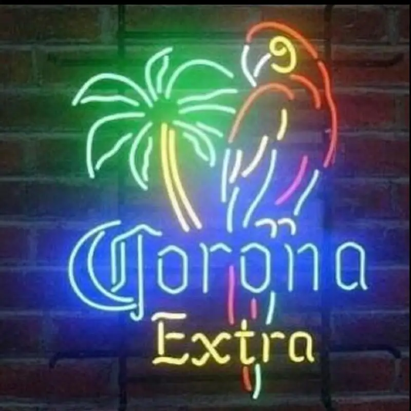 Custom Corona Parrot Glass Neon Light Sign Beer Bar