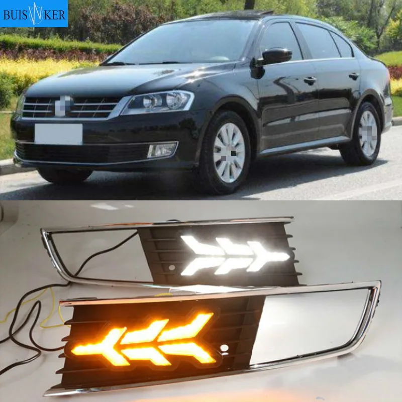 

1 Pair For Volkswagen VW Lavida 2013 2014 with Yellow Trun Signal Light Blue Night Lamp LED DRL Daytime Running Light