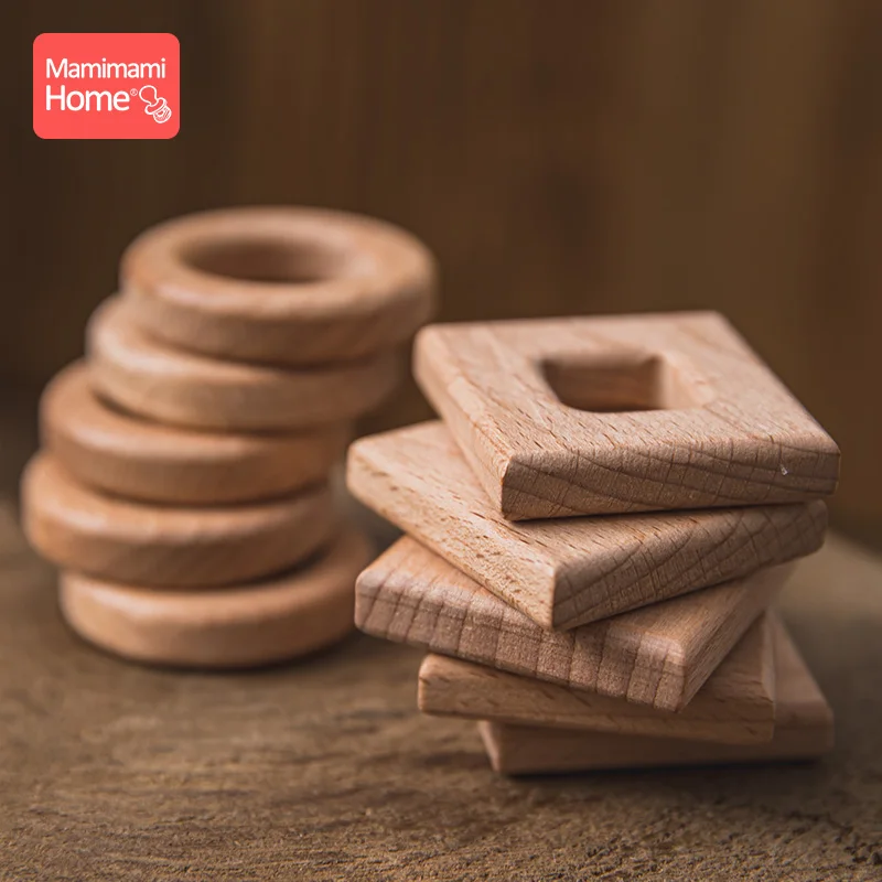 1pc Baby Teether Wooden Ring Teething Pendants BPA Free Wooden Beech Ring Toys Pacifier Chain Pendants Nurse Gifts Baby Products