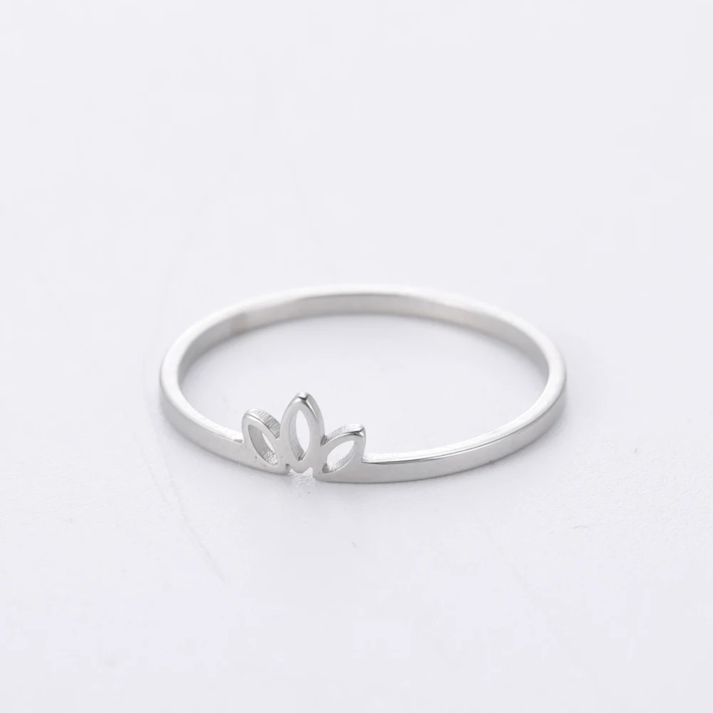 COOLTIME Lotus Rings for Women Stainless Steel Couple Ring Wedding Engagement Gifts Minimalist Rings Trend Jewelry