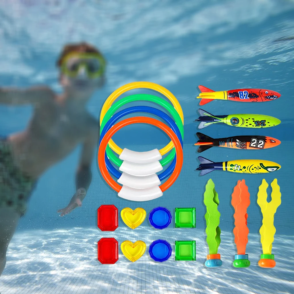 19pcs Kids Diving Toys Set Kids Underwater Toys for Swimming Pool Parties