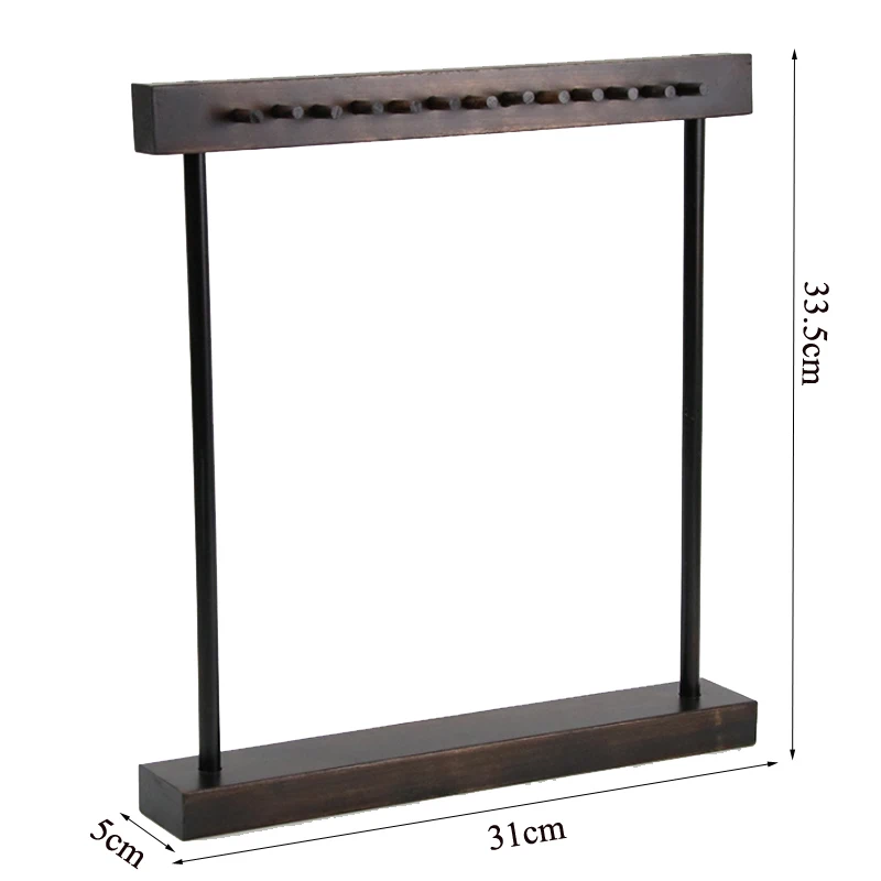 Black 12/13/24 Hooks Wooden Necklace Jewellery Display Props Walnut/Oak Wooden Jewelry Stand Bracelets Watches Display Stand
