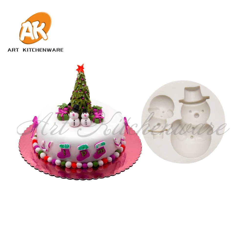 Christmas Snowman Silicone Cake Mold Cake Decorating Supplies Fondant Silicone Molds for Cake Decorating Baking Tool