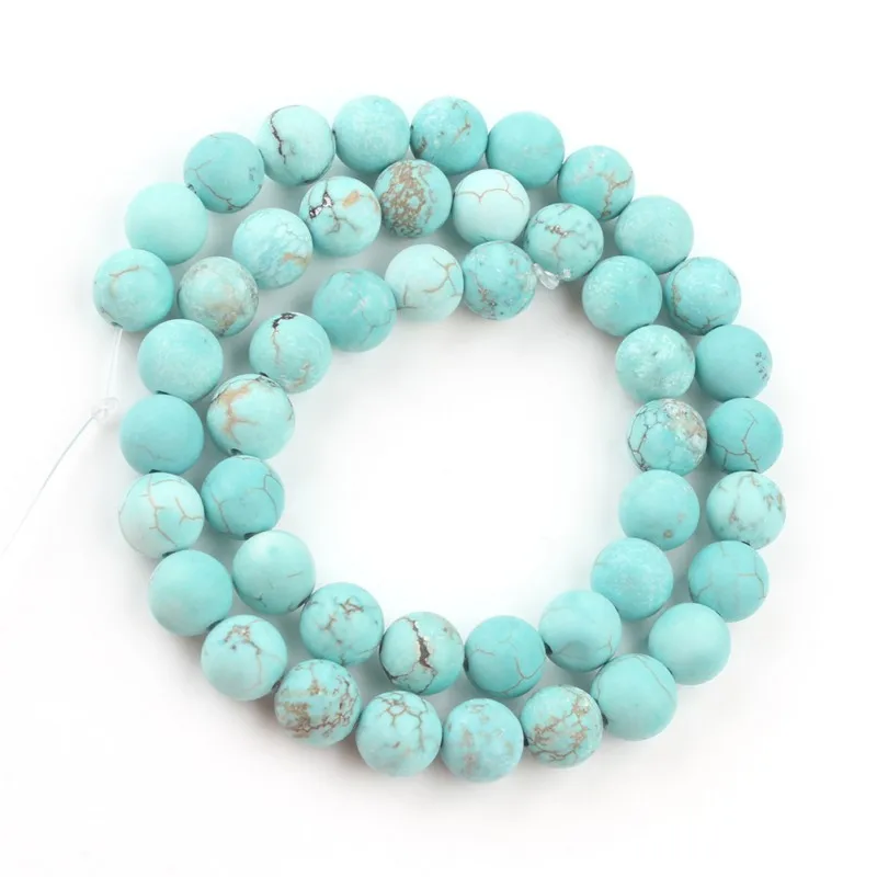 Natural Dull Polish Matte Blue Turquoises Stone Beads Forst Round Loose Howlite Beads For Jewelry Making DIY Perles 4 6 8 10mm