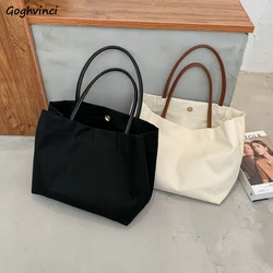 Top-Handle Bags Women Ins Handbags Shoulder Canvas Bag Korean Style Students Book Pouch Simple Solid Leisure Large Capacity New