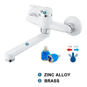 Wall kitchen tap, mixing tap, mixer, hot and cold water, mop pool, bowl, only fist, rotation 6 Main Sales Wall Taps Kitchen - №2
