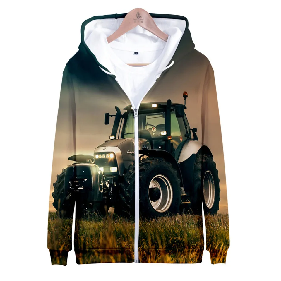 2 To 14 Years Kids Hoodies 3D Tractor Pattern Car Printed Hoodie Sweatshirt Boys Girls Harajuku Cartoon Coat Children Clothes