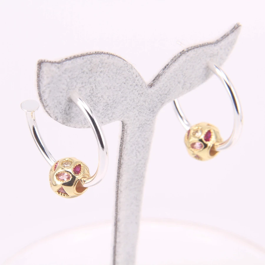 أقراط كريول كلاسيكية على طراز TS مع خرزة زركون ملونة يمكنك صنعها بنفسك، هدية مجوهرات أوروبية حقيقية للنساء TS