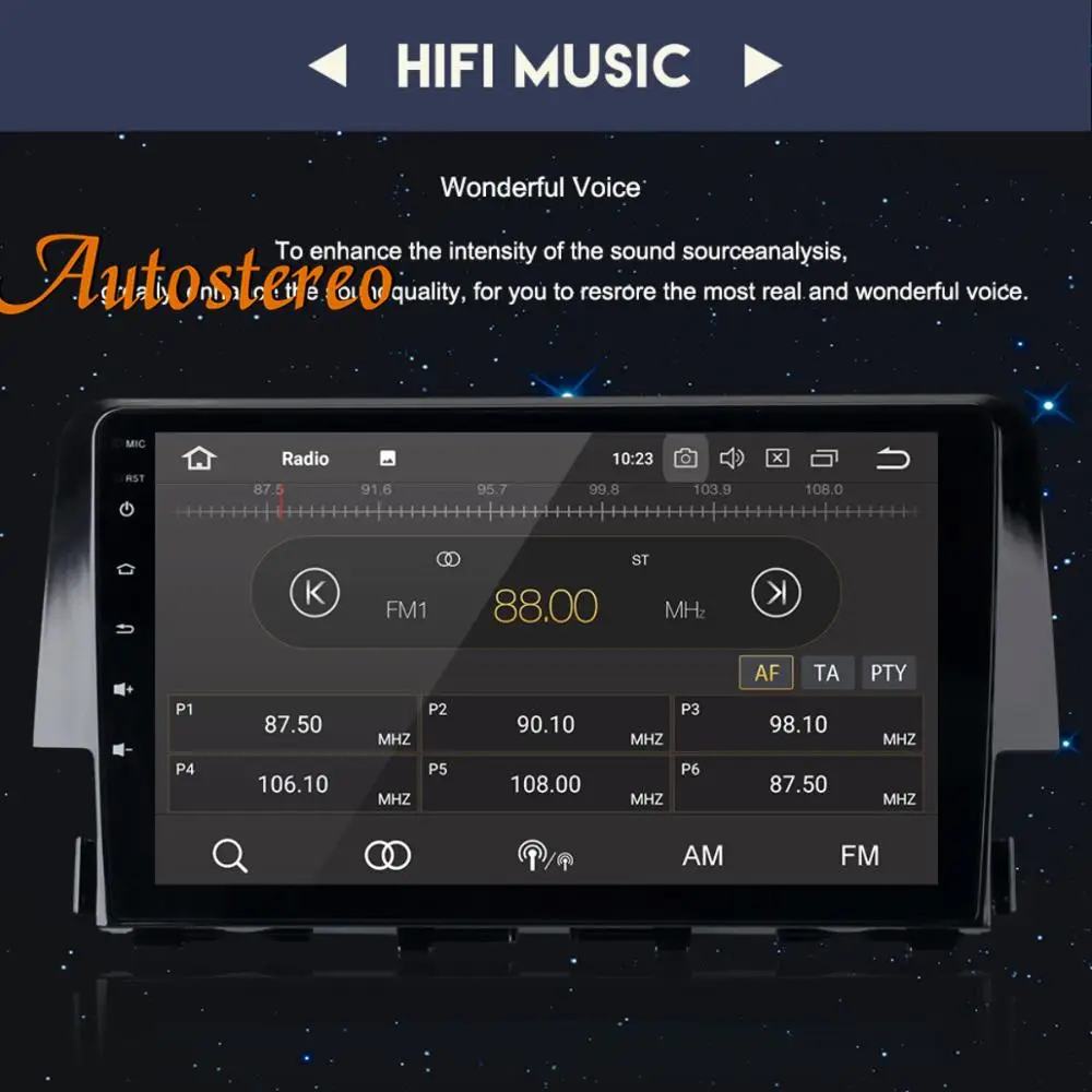 Carplay Android 14 Car GPS Navigation For Honda Civic 2016-2021 Stereo Head Unit Multimedia Player Auto Radio Tape Recorder