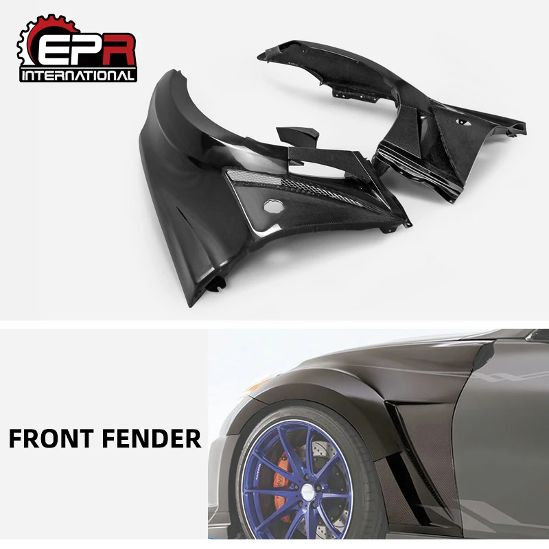 For Nissan 2009 on 370Z Z34 VRS Style Fiberglass Front Vent Fender with Front Bumper Extension FRP Fiber Glass Wheel Arch Cover