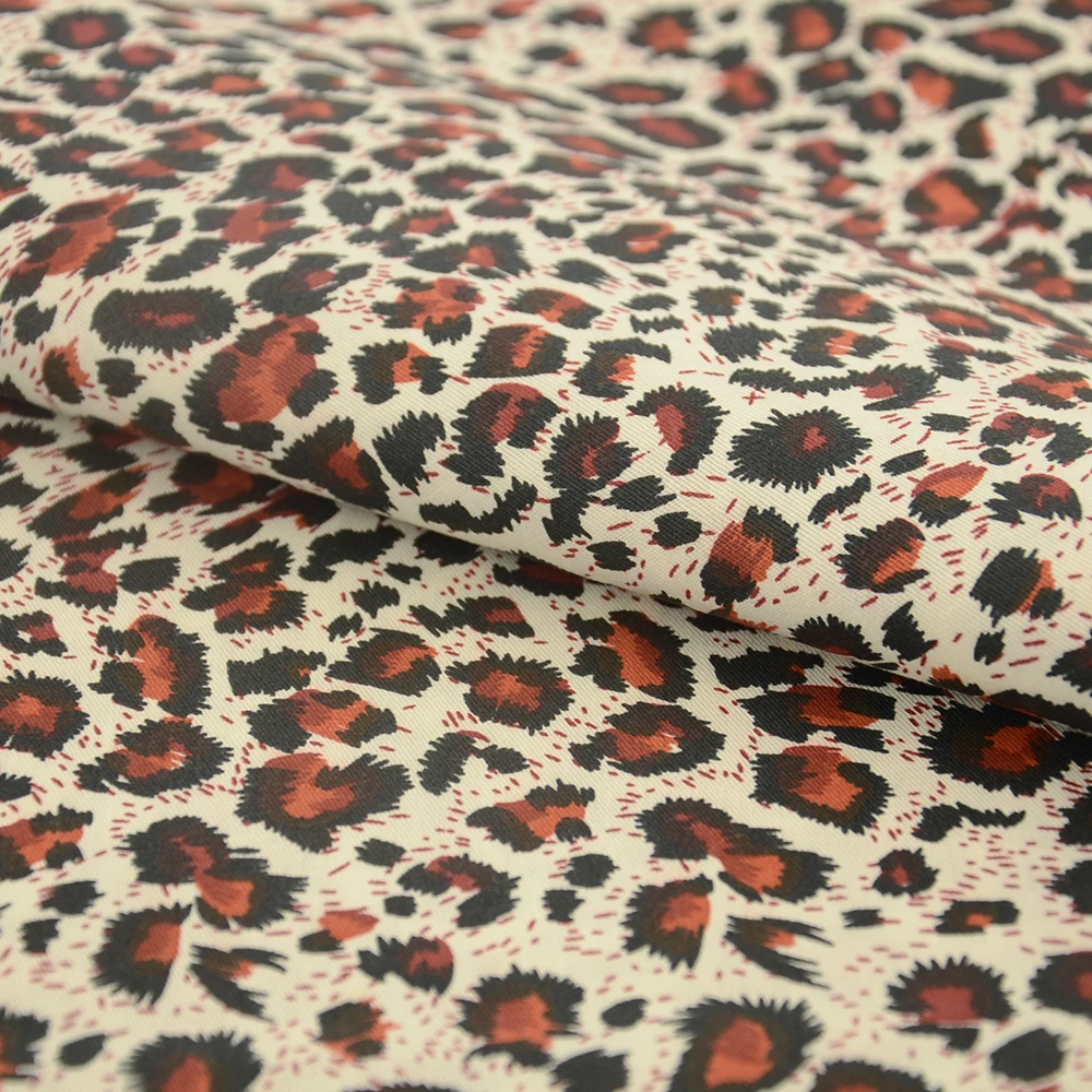 Teramila Leopard Pattern Print Arts Craft Twill Cotton 100% Fabrics for Sewing Cloth by Per Half Meters Handmade Dress Patchwork