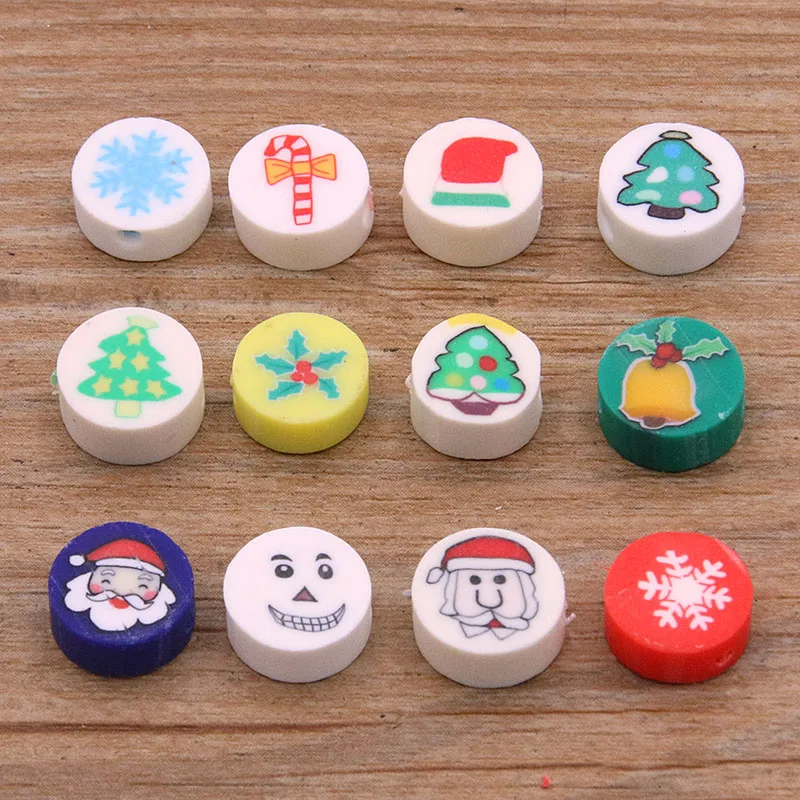 

30Pcs 14 Styles Mix Colors Christmas Series Snowflake Shape Clay Spacer Bead Polymer For Jewelry Making DIY Handmade Accessories