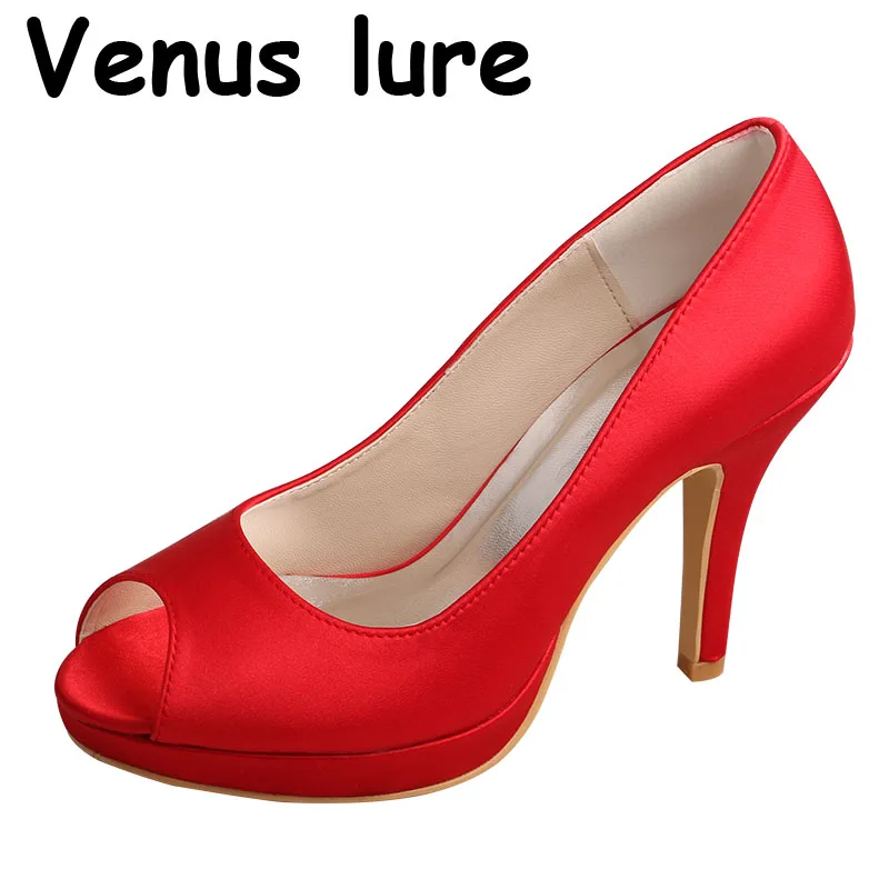 (23 Colors) Venus lure Customized High Heels Platform Red Shoes Peep Toe Wedding Bridal Pumps Size 9