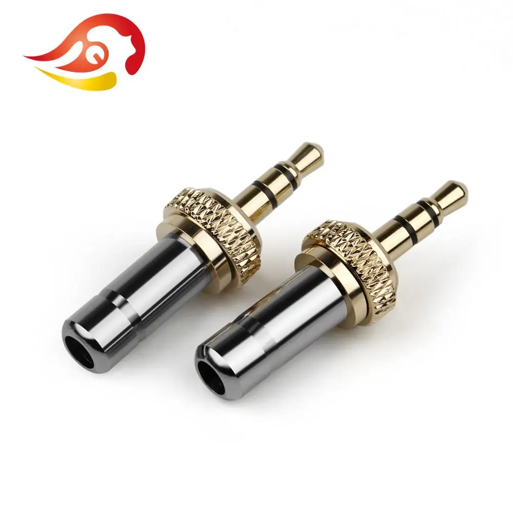 QYFANG 3.5mm 3 Pole Audio Jack Earphone Plug Metal Adapter Bright Shell Self-Lock Wire Connector For D11 D16 B03 P03 Headphone