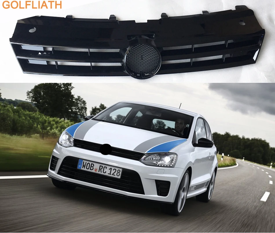 GOLFLIATH ABS Front Bumper Center Honeycomb Grill Grille For Volkswagen Polo 2011-2017 Car-styling