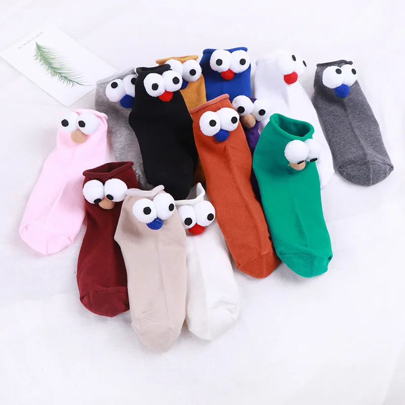 Funny Socks Women\'s Short Cotton Hot Sale 3D eyes Designer Fashion Amusing Lovely Harajuku kawaii Gift Happy Cute Socks