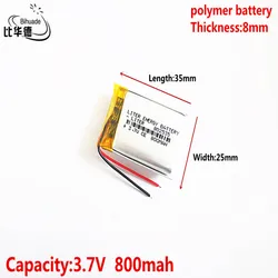 Liter energy battery 3.7V 800MAH 802535 Lithium Polymer LiPo Rechargeable Battery For Mp3 headphone PAD DVD bluetooth camera