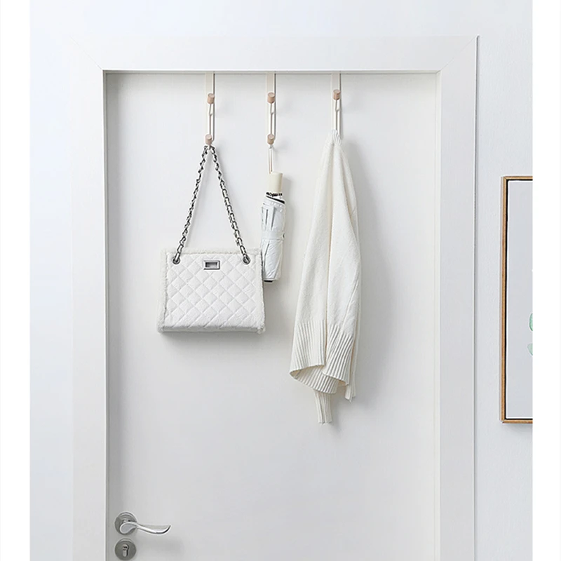 New Creative Bathroom Door Hooks Household Clothes Rack Shelf Bedroom White Simple Wrought Iron Coat Key Storage Hook Hanger