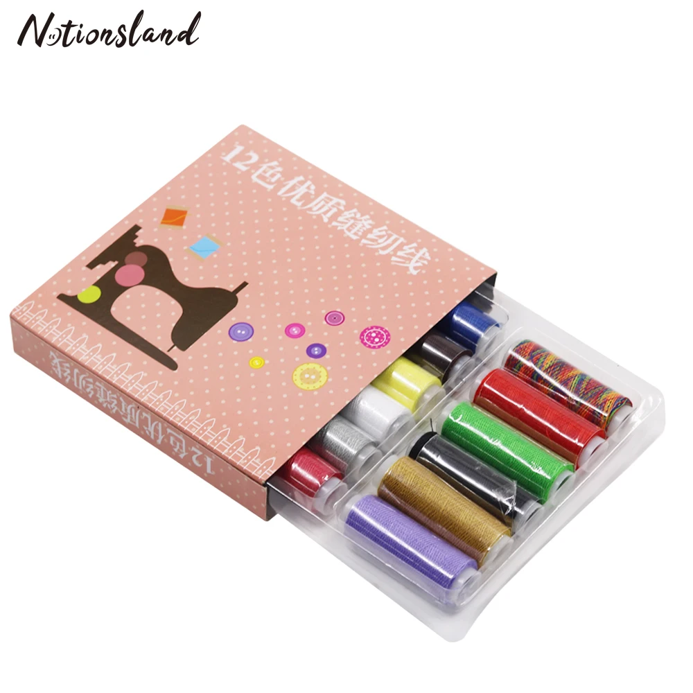 

12/24 Spools Sewing Thread for Sewing Kit 120 Yard Polyester Thread for Needlework for Hand and Machine DIY Craft Sewing Tool