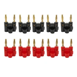 10Pcs/5Pair Double Row 4mm Banana Plug Audio Speaker Connector Twin Banana Plug Amplifier Terminal Couple Banana Socket Adapter