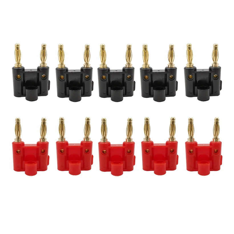 10Pcs/5Pair Double Row 4mm Banana Plug Audio Speaker Connector Twin Banana Plug Amplifier Terminal Couple Banana Socket Adapter