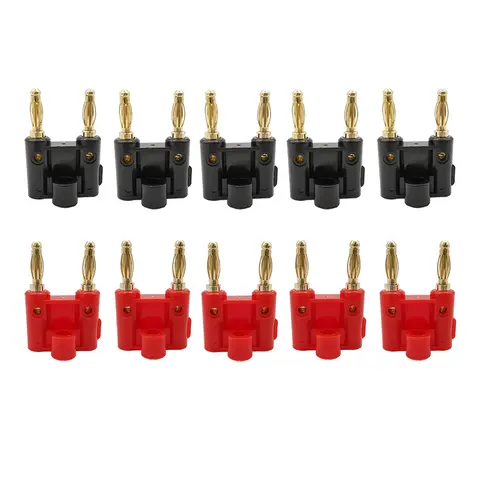 10Pcs/5Pair 더블 행 4mm 바나나 플러그 오디오 스피커 커넥터 트윈 바나나 플러그 앰프 터미널 커플 바나나 소켓 어댑터
