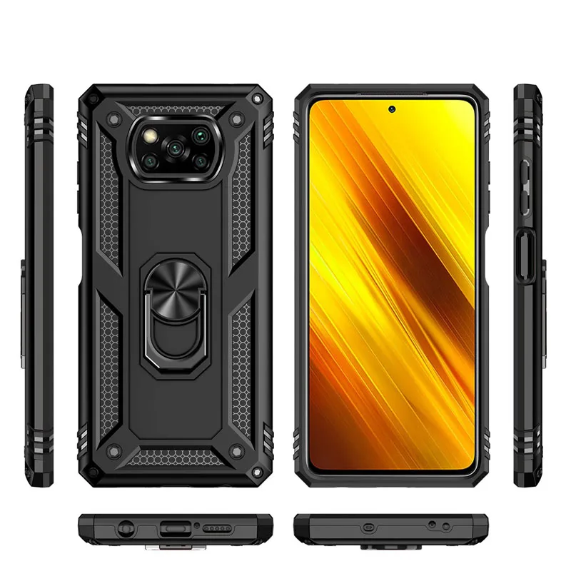 

For Xiaomi Poco X 3 X3 NFC Case Shockproof Armor Phone Case For Mi PocoPhone X3Pro PocoX3 Pro Magnetic Ring Holder Bracket Cover