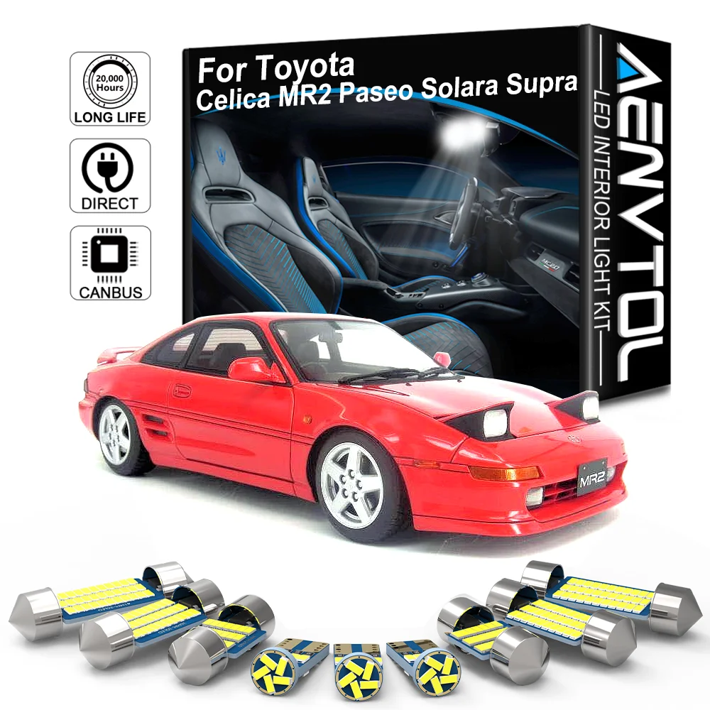 AENVTOL Canbus For Toyota Celica T180 T200 T230 Paseo MR2 Supra 1988 Solara 2000 2003 2005 Auto LED Interior Lights Accessories