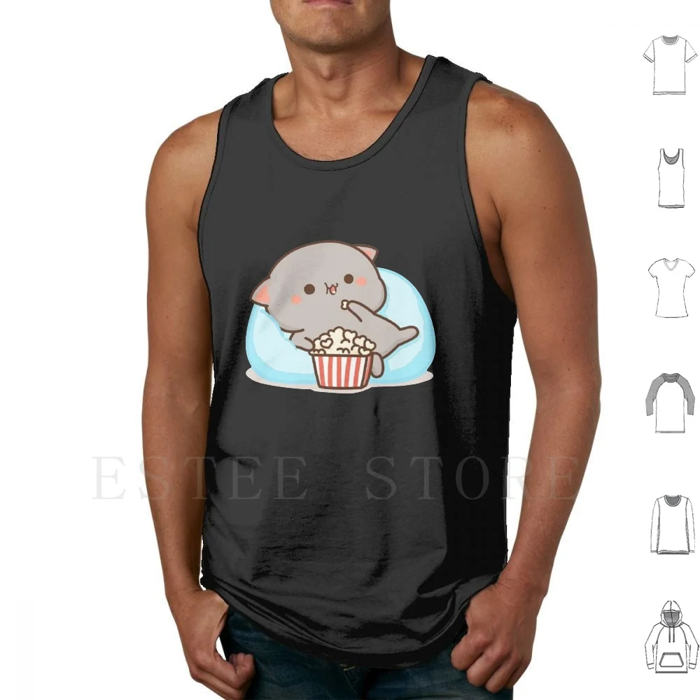 Popcorn Milk Mochi Peach Goma Cat Tank Tops Vest Cute Milkmocha Cute Bears Teddy Bears Rilakkuma