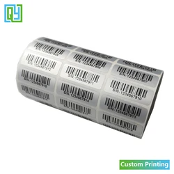 1000 Stuks Gratis Verzending 30*10 Mm Custom Qr Code Gesynchroniseerd Barcode Id Tag Serienummer Stickers Zilver Pet waterdicht Label