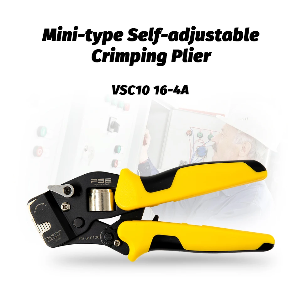 VSC10-16-4A 0.08-16mm^2 23-5AWG Adjustable Precise Crimp Pliers Tube Bootlace Terminal Crimping Hand Tool HSC10-16-4A