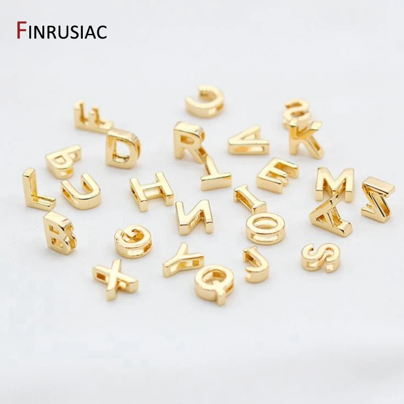 DIY Jewelry Making 26 Letters Beads Gold Plated Hollow Alphabet Pendants For Bracelets Necklace Accessories