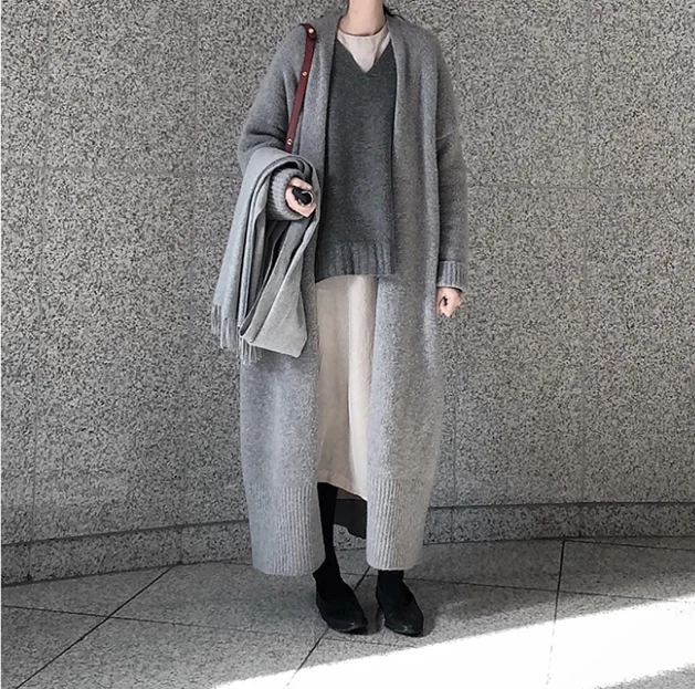 Oversize Winter Sweater Women Cardigan Long Sleeve Long Tops Autumn Female Elegant Knitted Outerwear Sweater Warm New