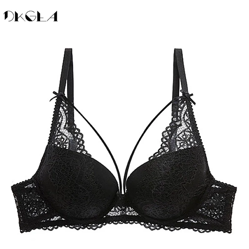 Fashion New Green Underwear Women Bra Push Up Brassiere A B C Cup Cotton Thick Black Gather Sexy Bra Embroidery Lace Lingerie