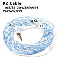 for KZ Cable with MIC for ZEX Pro CRN ZAX ASX ZSX AST ZS10 ZAS 4 Core Earphones Silver Plated Upgrade 3.5mm