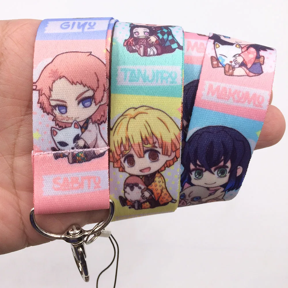 Cartoon Anime Janpen Kawaii Keychain Lanyards Id Badge Holder ID Card Pass Mobile Phone USB Badge Holder Key Strap