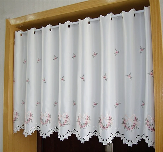 Half-curtain Embroidered Valance Partition Fashion Flowers Short Curtain for Kitchen Cabinet Door A-68