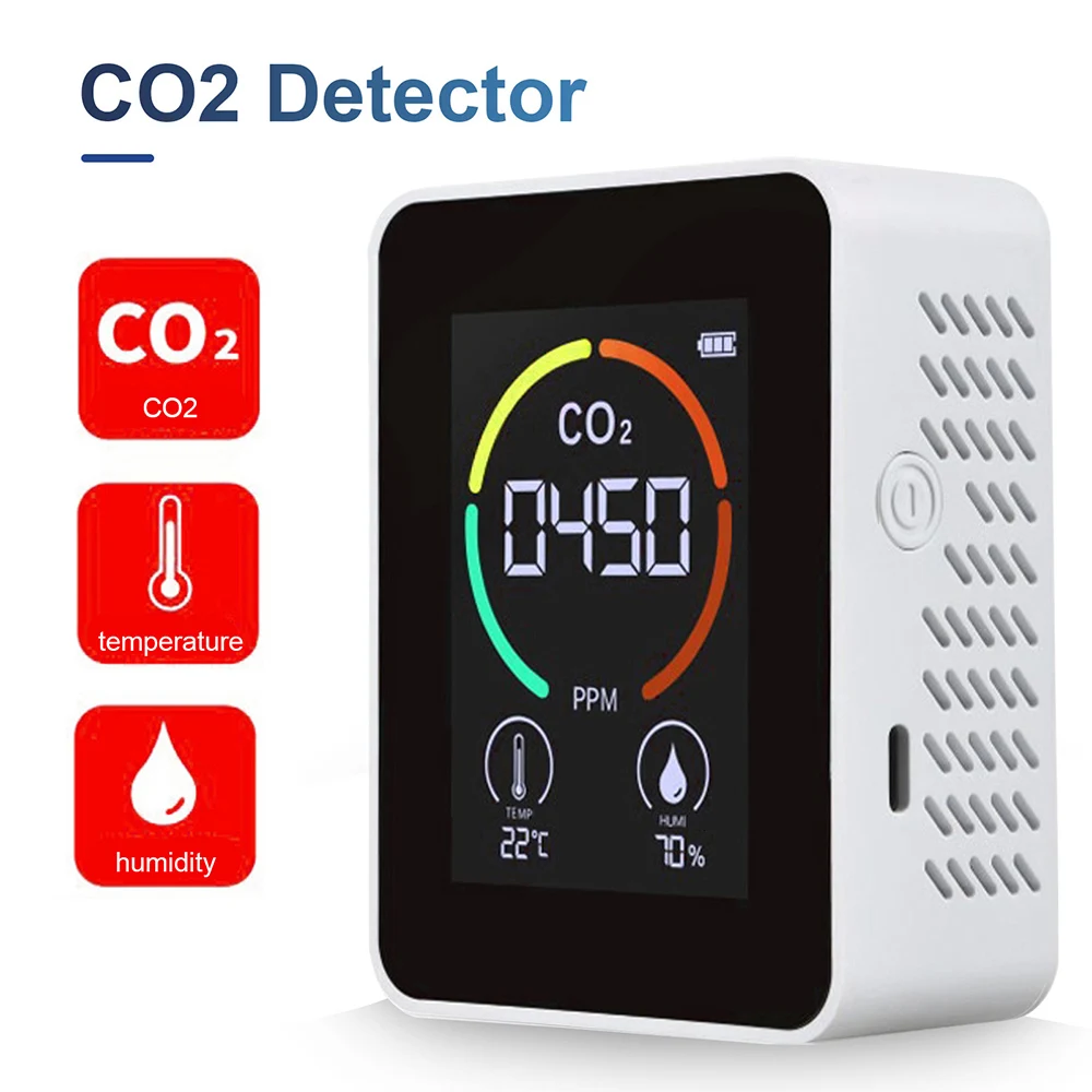 Air Medidor CO2 Sensor LED Air Quality Meter Carbon Dioxide Detector Agricultural Production Greenhouse CO2 Monitor Thermometer