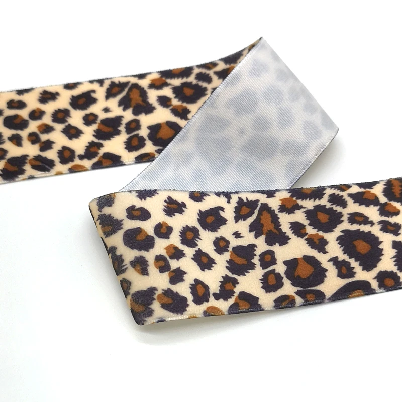 3 yards/lot Leopard Print Velvet Ribbon Wedding Party Decoration Handmade  Gift Wrapping Hair Bows DIY Christmas