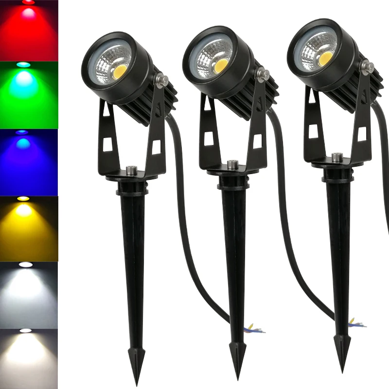Spot lumineux avec technologie COB, 5w, éclairage d\'extérieur, luminaire de paysage, idéal pour une pelouse, un jardin, une cour, un sentier ou un