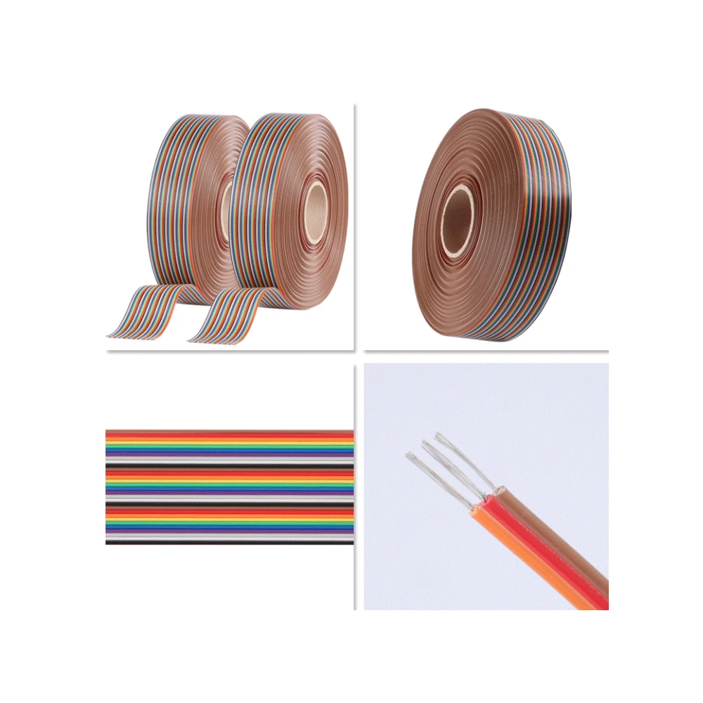 Arc-en-ciel Couleur 1.27mm 40Pin AWM UL2651 7/0.127mm TS 28AWG Électrique Plat IDC Câble 105 Degré 300V