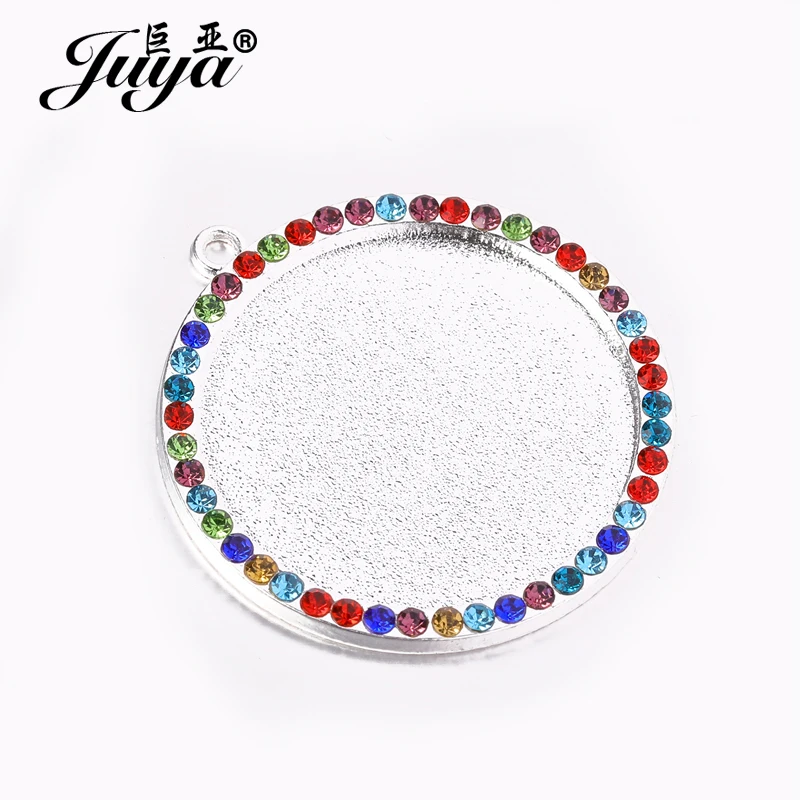 JUYA 5 teile/los 25/30mm Runde Cabochon Einstellung Diamant Handwerk Zubehör Anhänger Basis DIY Schmuck, Die Entdeckungen Für halskette – Detail 12