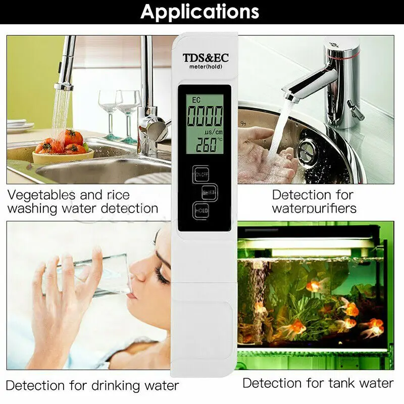 Acquario elettrico della penna della prova dell'acqua di coltura idroponica del Tester di TDS/EC/PH di Digital (3 pz/set)