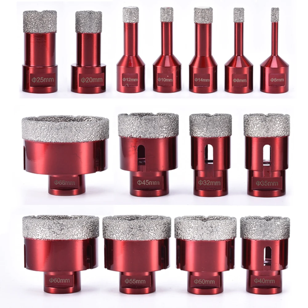 6mm-68mm Dry Diamond Drill Bits Vacuum Brazed Drill Holesaw Cut For Porcelain Granite Tile Glass Ceramics Marble Holesaw Tool