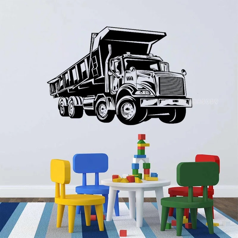 Truck Car Wall Stickers Truck Auto Body Shop Window Decals For Kids Boys Bedroom Home Decorative Cool Vinyl Wall Stickers LL2756