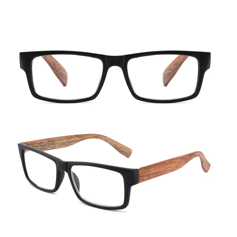 Eso Vision Men's Square Reading Glasses Extra Big Frame in high quality for sale Wood finish Black For Man With Pouch Cloth