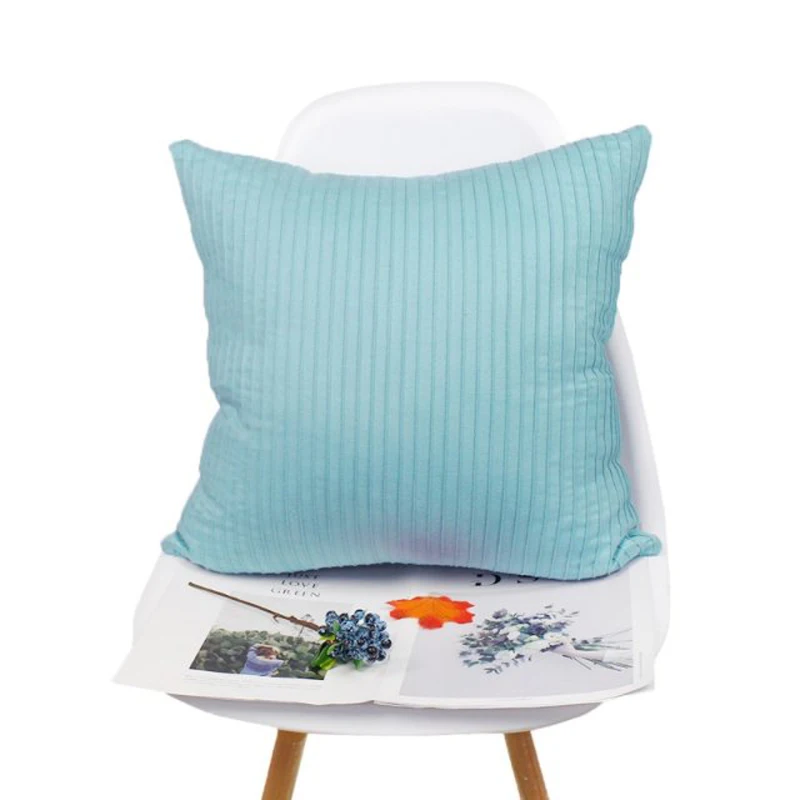 Free Shopping Custom 40/45/50/55/60/65cm 8 Colors Polyester Suede Embroidery Vertical Stripe Cushion Cover HT-PSUEC-B