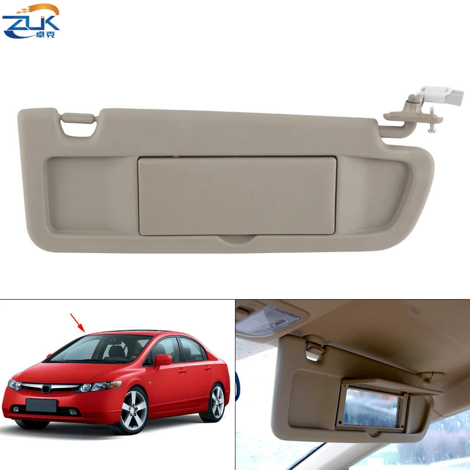 ZUK Genuine Front Right Passenger Side Sunvisor Sunshade Sun Shield Antidazzle Visor For HONDA CIVIC FA1 FD1 FD2 2006-2011