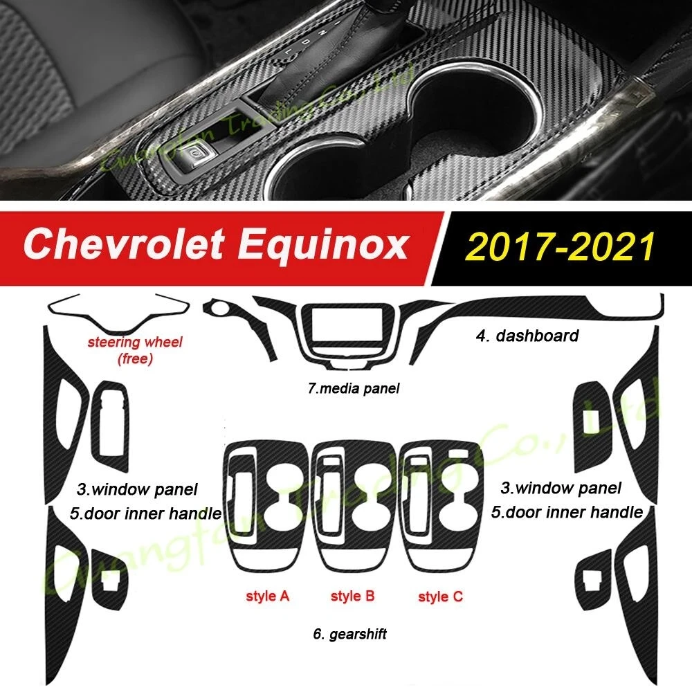 For Chevrolet Equinox 2017-2021 Car-Styling 3D/5D Carbon Fiber Car Interior Center Console Color Molding Sticker Decals Parts