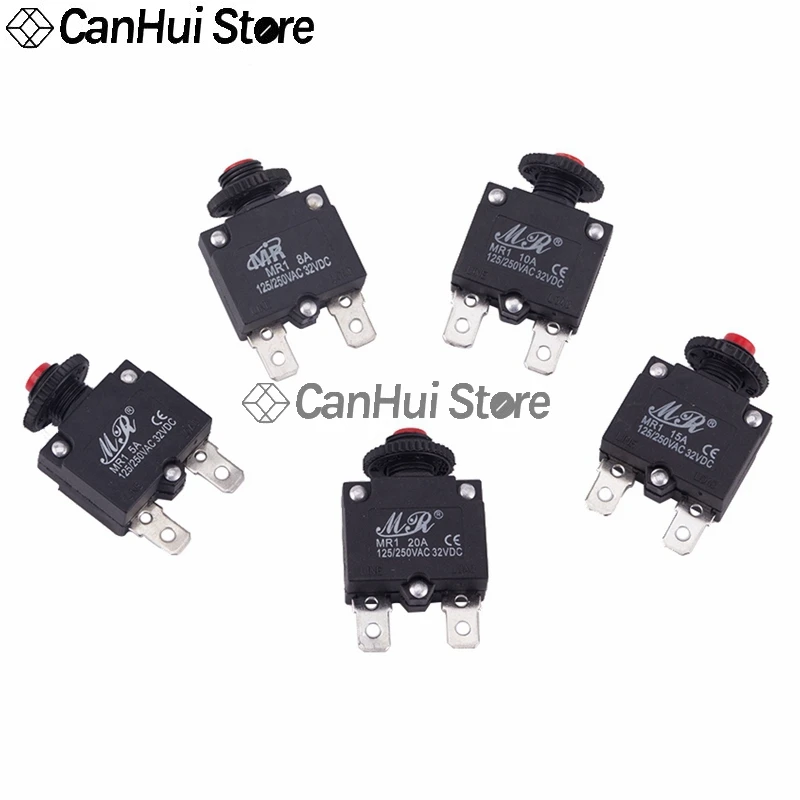 MR1 2A 3A 5A 6A 7A 8A 10A 15A 20A Circuit Breaker Overload Protector Switch Fuse Overload Overcurrent ST-1 Reset Insurance WP-01